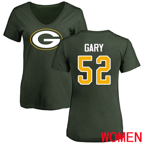 Green Bay Packers Green Women #52 Gary Rashan Name And Number Logo Nike NFL T Shirt->green bay packers->NFL Jersey